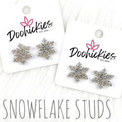 Glittery Snowflake Studs -Christmas Earrings by Doohickies Wholesale