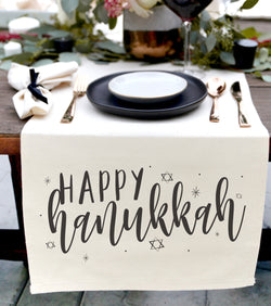 Happy Hanukkah Canvas Table Runner by The Cotton & Canvas Co.