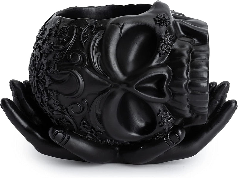 Skull Halloween Candy Bowl, Plant Planter Pot| (Black)