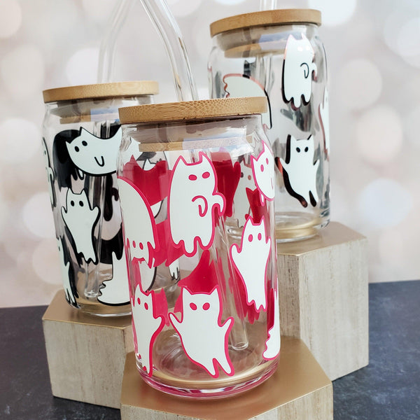 Cat Ghosts Glow in the Dark Iced Coffee Cup by Salt and Sparkle