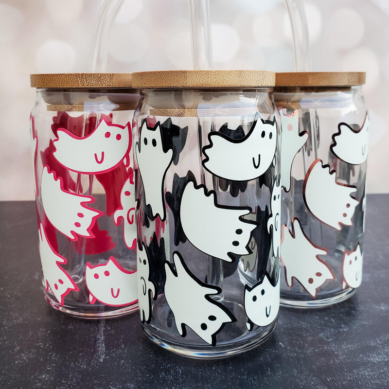 Cat Ghosts Glow in the Dark Iced Coffee Cup by Salt and Sparkle