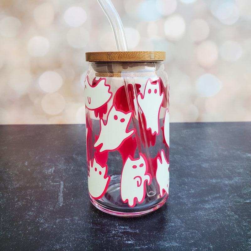 Cat Ghosts Glow in the Dark Iced Coffee Cup by Salt and Sparkle