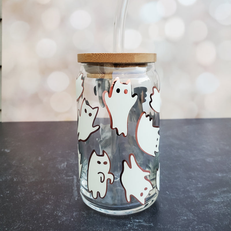 Cat Ghosts Glow in the Dark Iced Coffee Cup by Salt and Sparkle