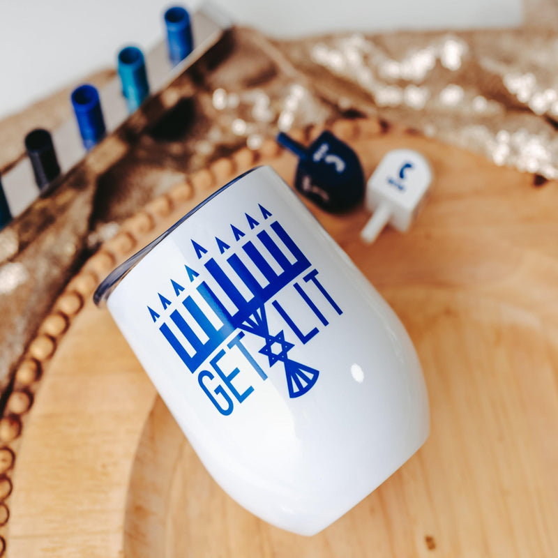 Funny Chanukah Wine Tumbler by Salt and Sparkle