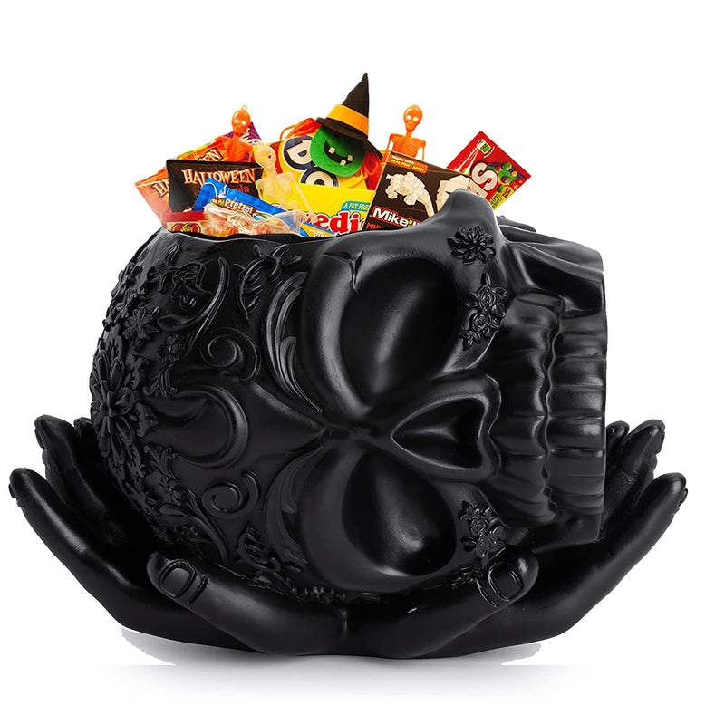 Skull Halloween Candy Bowl, Plant Planter Pot| (Black)