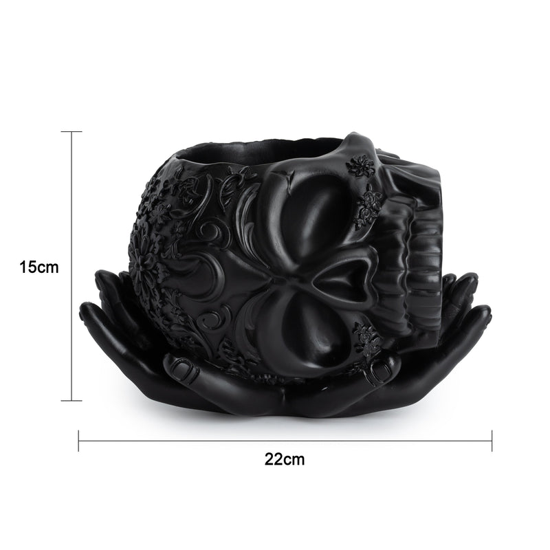 Skull Halloween Candy Bowl, Plant Planter Pot| (Black)