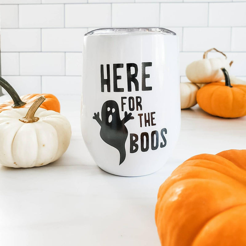 HERE FOR THE BOOS Halloween Insulated Wine Tumbler by Salt and Sparkle