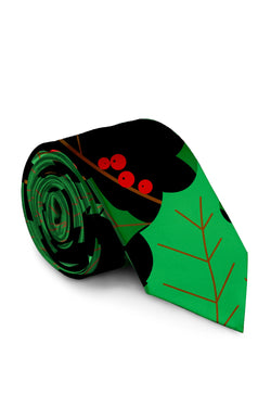 The Deck Yourselves | Black & Green Holly Print Tie by Shinesty