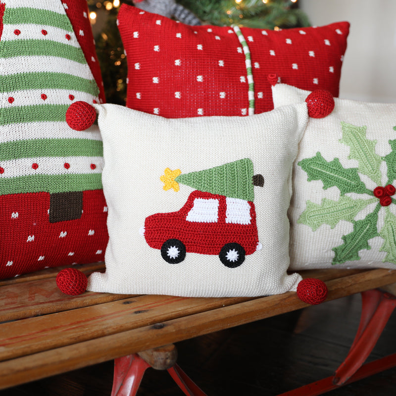 Car with Christmas Tree 10" Pillow by Melange Collection