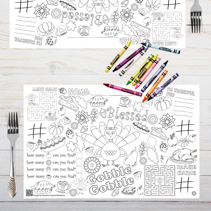 Thanksgiving Activity Placemats by Creative Crayons Workshop