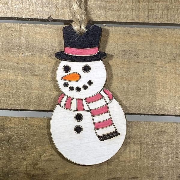 Carrot Nose Snowman Wooden Ornaments by Cate's Concepts, LLC