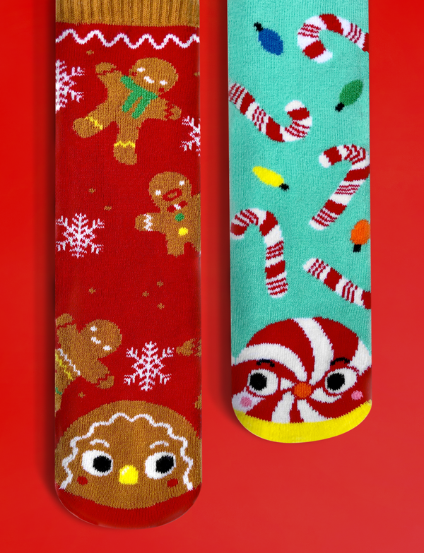 BABY GINGERBREAD & CANDY CANE CHRISTMAS NO SLIP SOCKS by Pals Socks