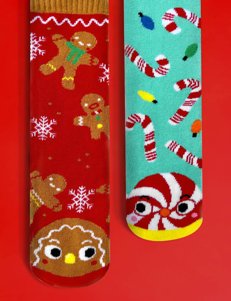 ADULT GINGERBREAD & CANDY CANE CHRISTMAS SOCKS by Pals Socks