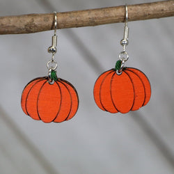 Fall Pumpkin Wooden Dangle Earrings by Cate's Concepts, LLC