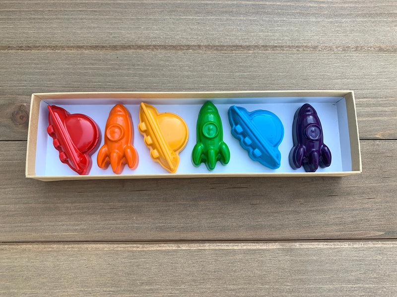 Outer Space Crayons - Rocket Party Favors - Kids Gifts - Gifts For Kids - Kids Birthday Gifts - Space Party Favors - Kids Party Favors - UFO by KagesKrayons LLC