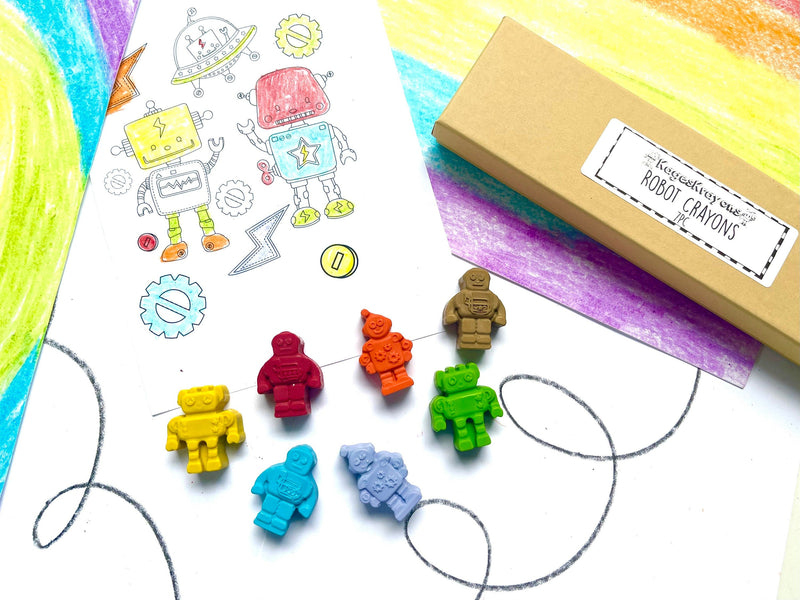 Robot Crayons - Robot Party Favors - Kids Gifts - Kids Stocking Stuffers - Kids Birthday Gifts - Easter Basket Stuffers - Kids Party Favors by KagesKrayons LLC