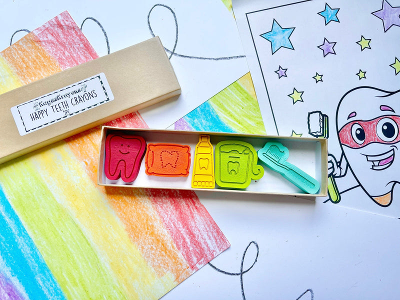 Happy Teeth Crayons - Tooth Fairy Gift - Gift From Tooth Fairy - Dentist Gifts - Dental Hygiene Gifts - Gifts For Kids - Lost Tooth Gift by KagesKrayons LLC