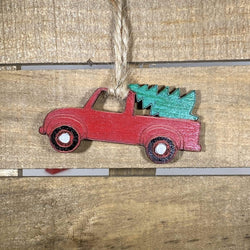 Little Red Truck Wooden Ornaments by Cate's Concepts, LLC